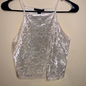 White velour crop top